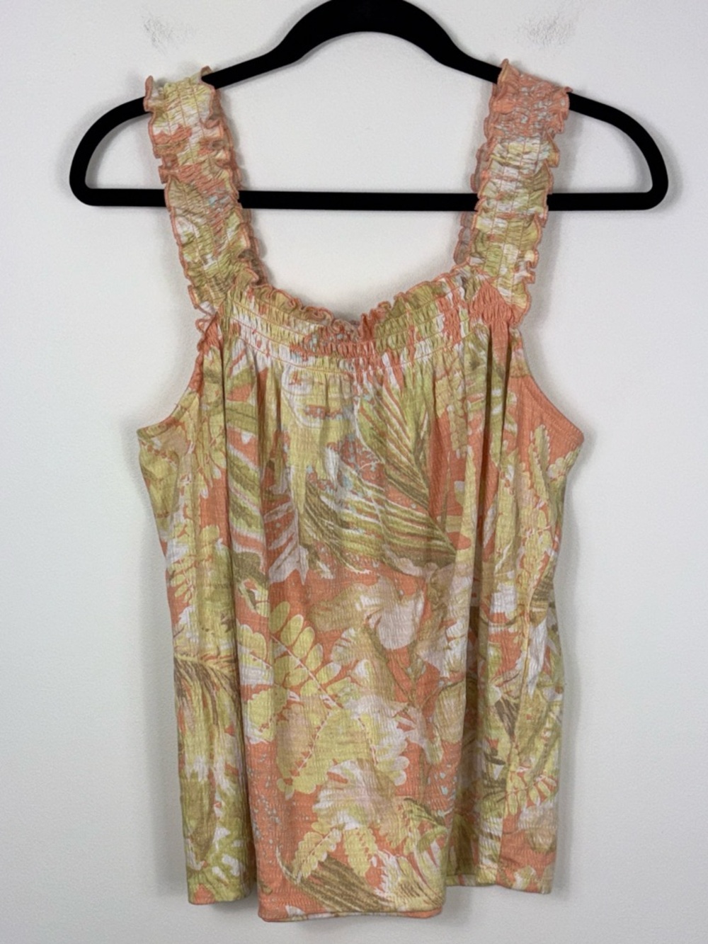 LC Lauren Conrad Tropical Tank Top Women’s Size Large Ruffle Orange Resortwear